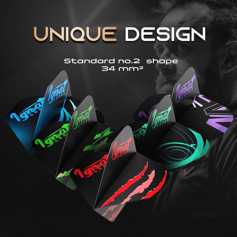 IgnatGames Dart Flights and Accessories â€“ 18/30 GlideXPro 130 Micron Flights in Various Shapes and 6 Flight Protectors - Image 3